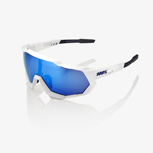 Eyewear 100% SPEEDTRAP Matte White HiPER Blue Multilayer Mirror