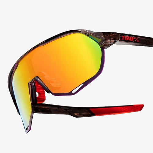 Sunglasses 100% S2 - Polished Translucent Crystal Smoke - Purple Multilayer Mirror