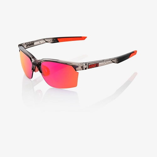 Sunglasses 100% SPORTCOUPE Polished Translucent Crystal Smoke Purple Multilayer Mirror