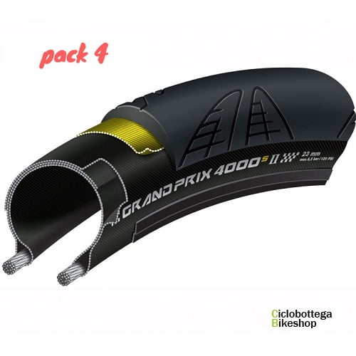 Pack 4 Continental GRANDPRIX 4000s II 700x23 (folding clincher)