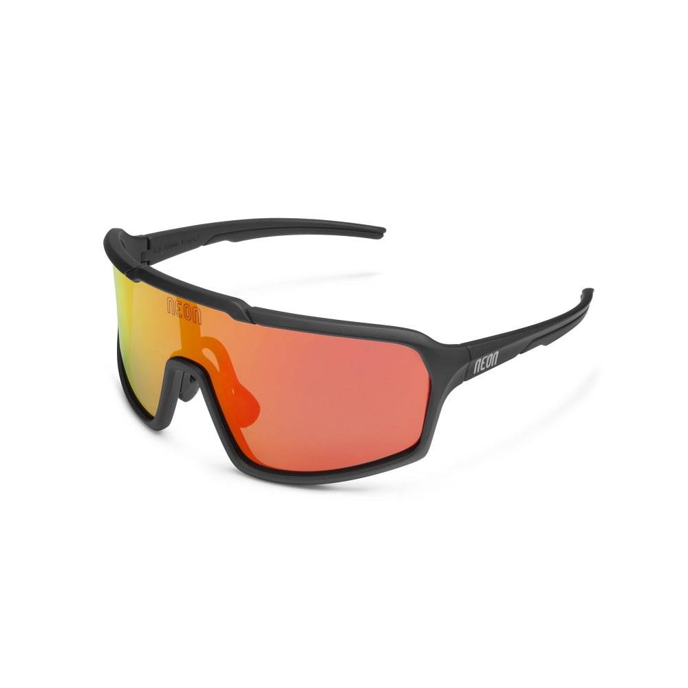 Neonoptic Arizona occhiali da ciclismo montatura nera lente specchiata Rossa