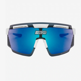 Scicon AEROWATT Cycling Sunglasses (Shiny White/Mirror Blue)