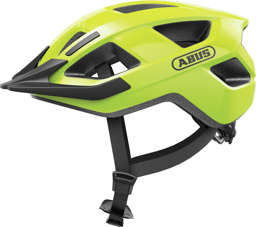 casco bici giallo fluo abus aduro 3 con visiera