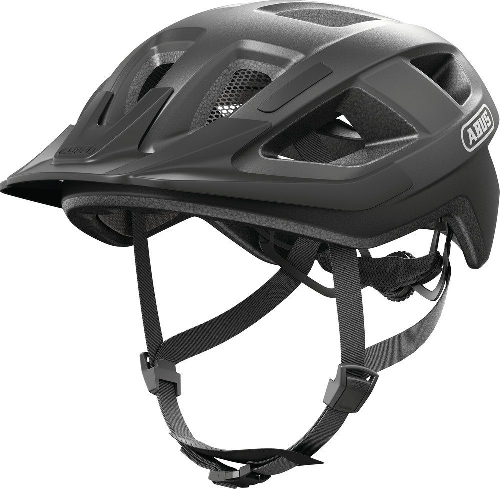 casco bici color titanio con visiera rimovibile abus aduro 3