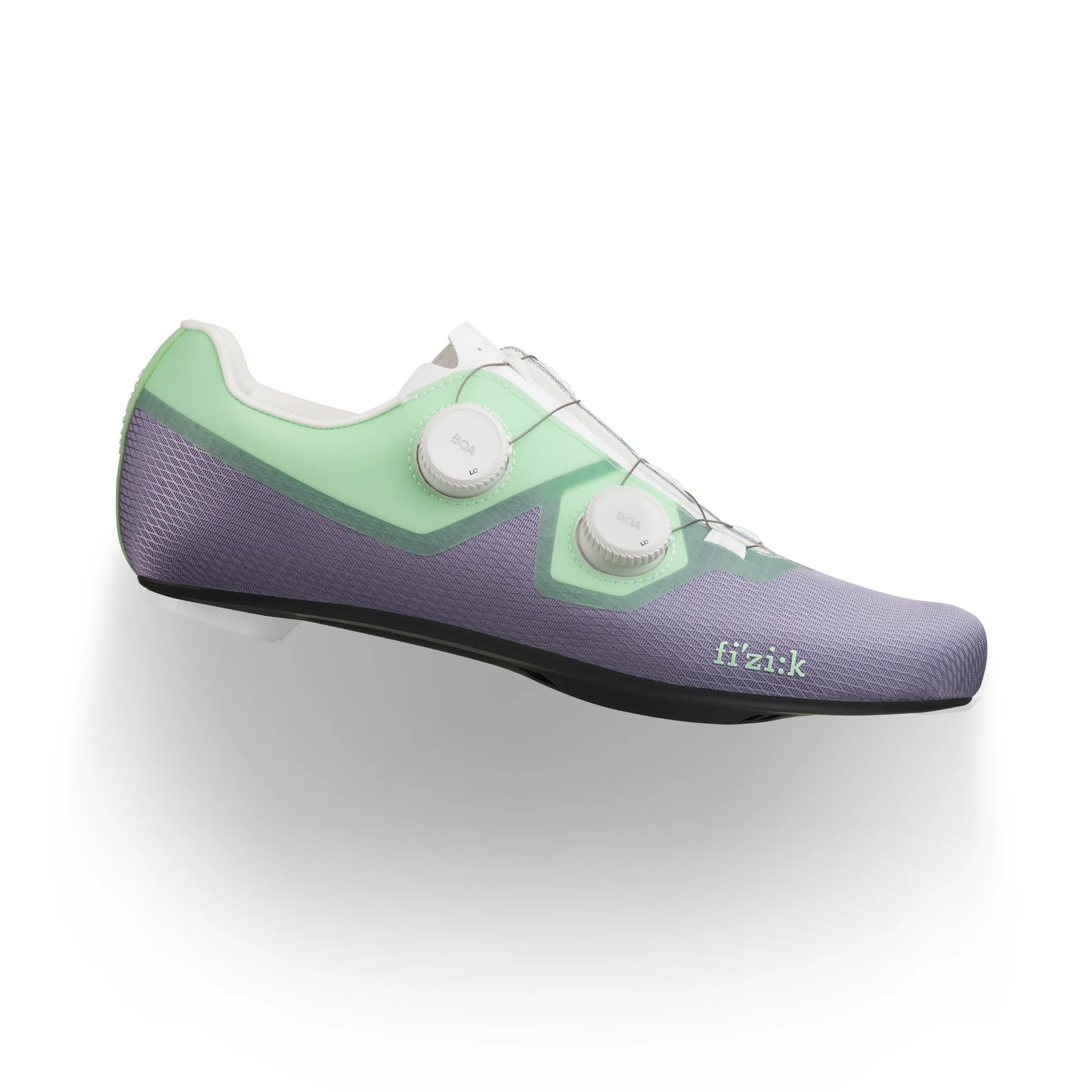 Stylish purple and green cycling shoe fizik lyra 2026