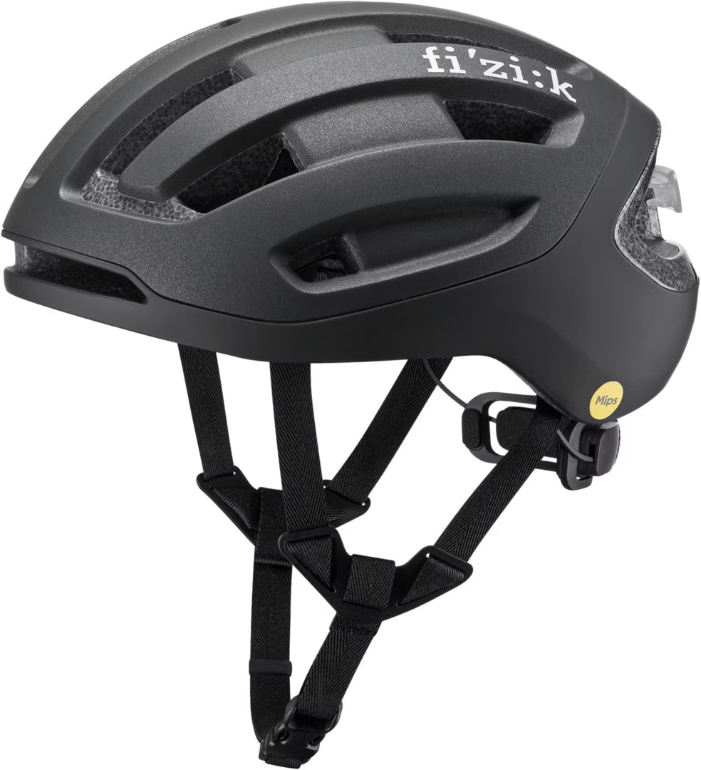 fizik kyros bicycle helmet black matt with led rear light and mips technology