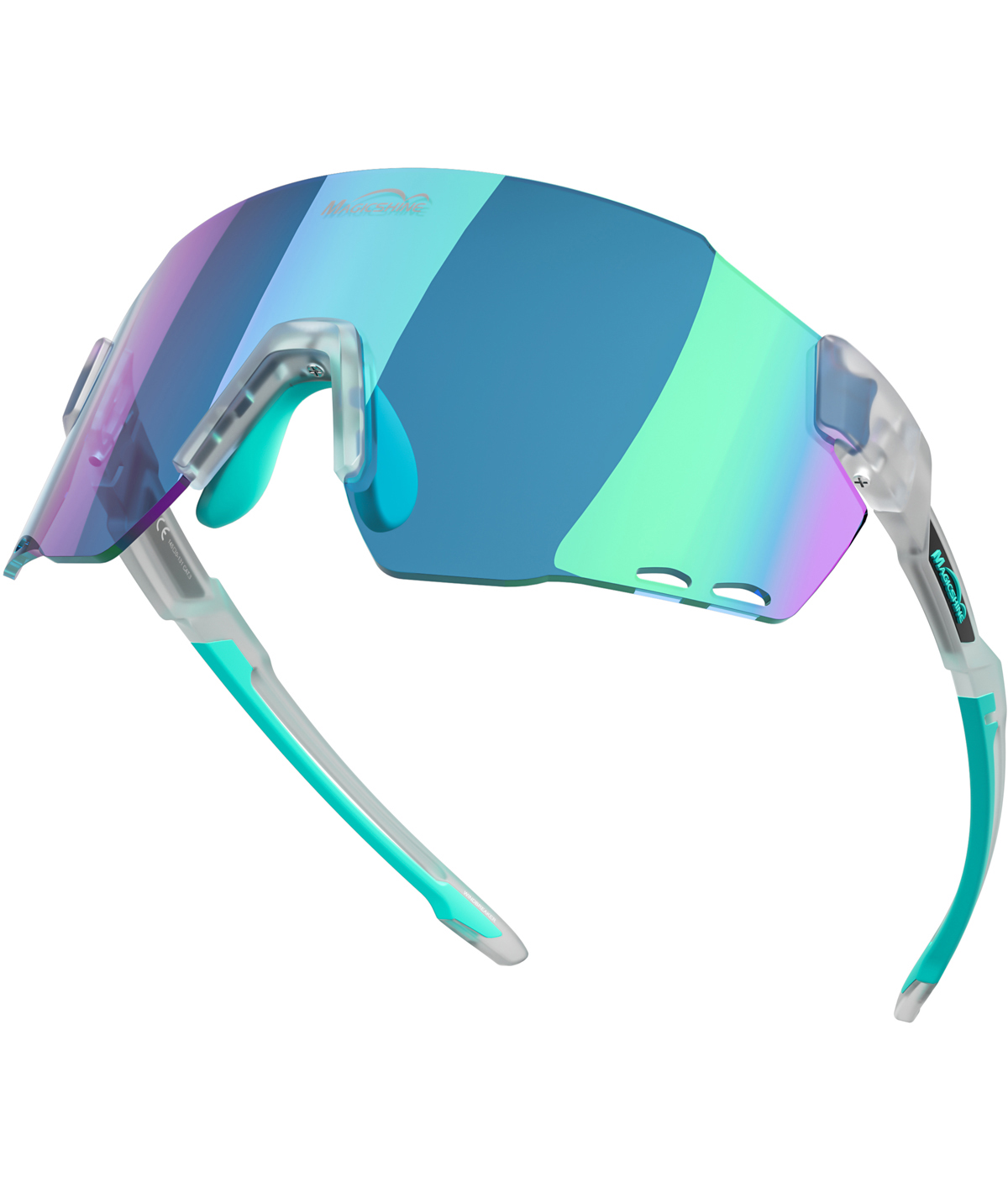 Occhiali Ciclismo Magicshine Windbreaker - Bianco/Azzurro (Lente Azzurra)